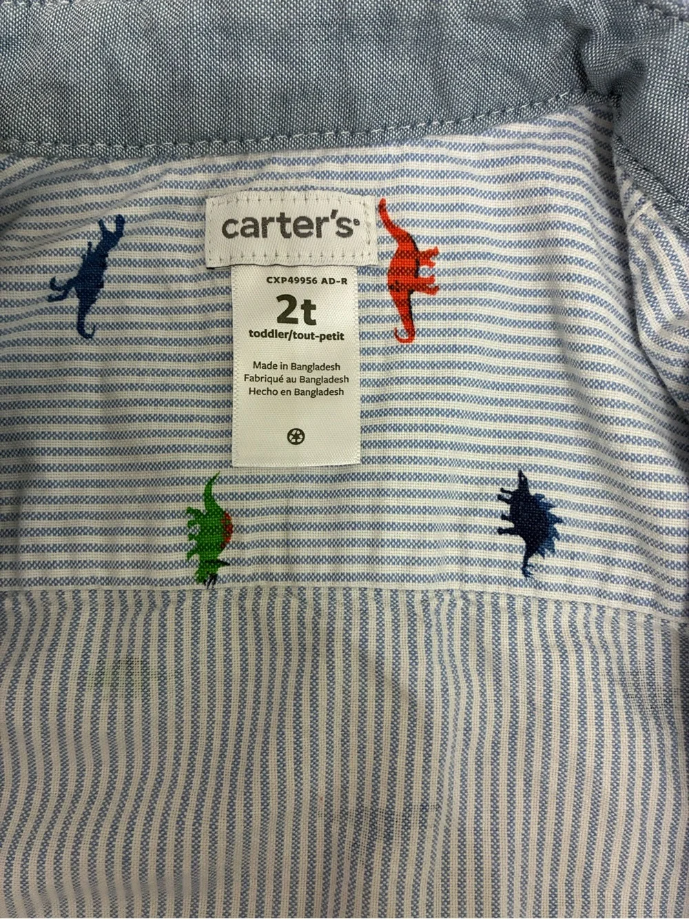 Carter’s Boys 2T Button-Down Dinosaur Shirt